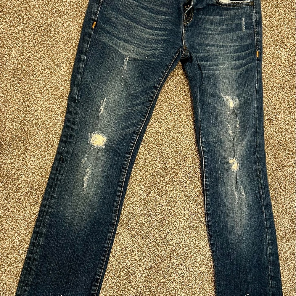Anoname Dark Blue Distressed Skinny Jeans